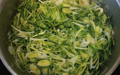 Emincée sifflets de poireaux à la ventrèche